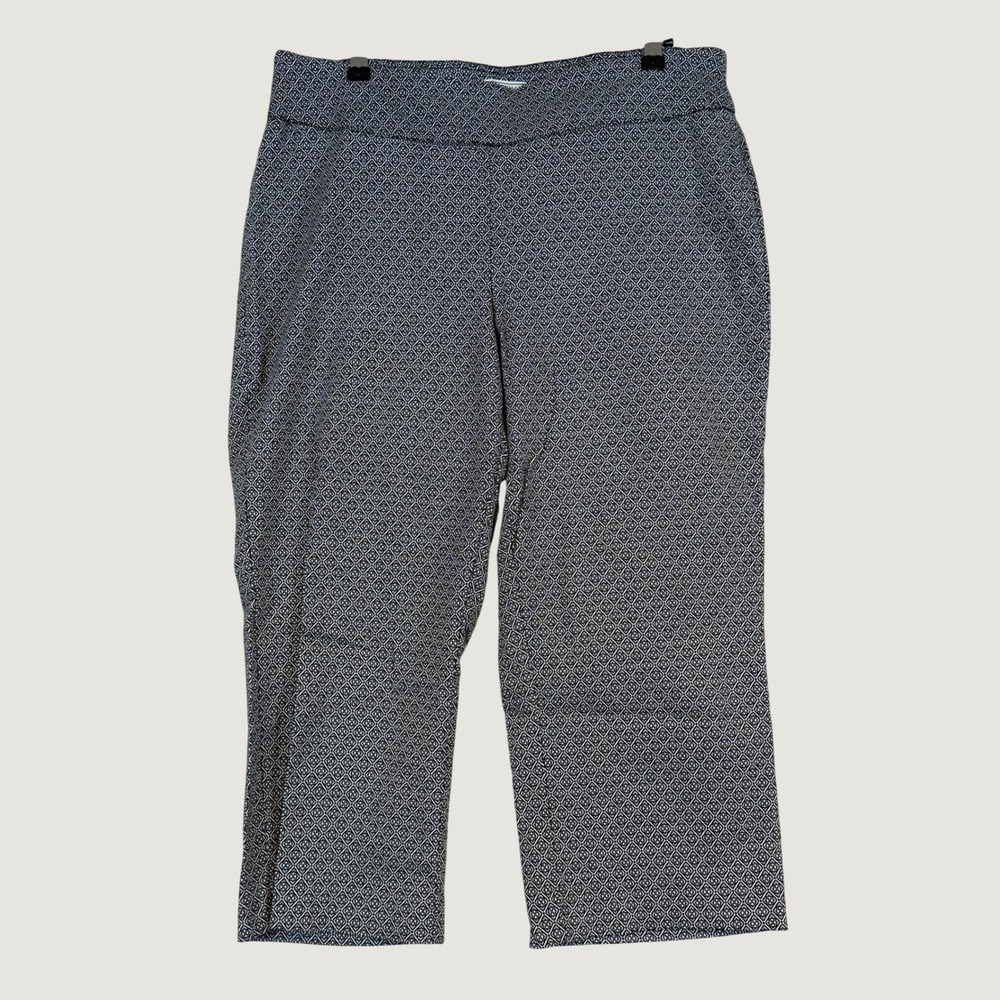 Dana Buchman Womens •L• Black White Geometric Diamond Print Capri Pants Cropped